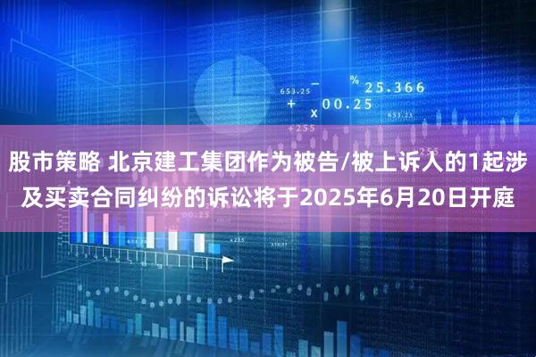 股市策略 北京建工集团作为被告/被上诉人的1起涉及买卖合同纠纷的诉讼将于2025年6月20日开庭